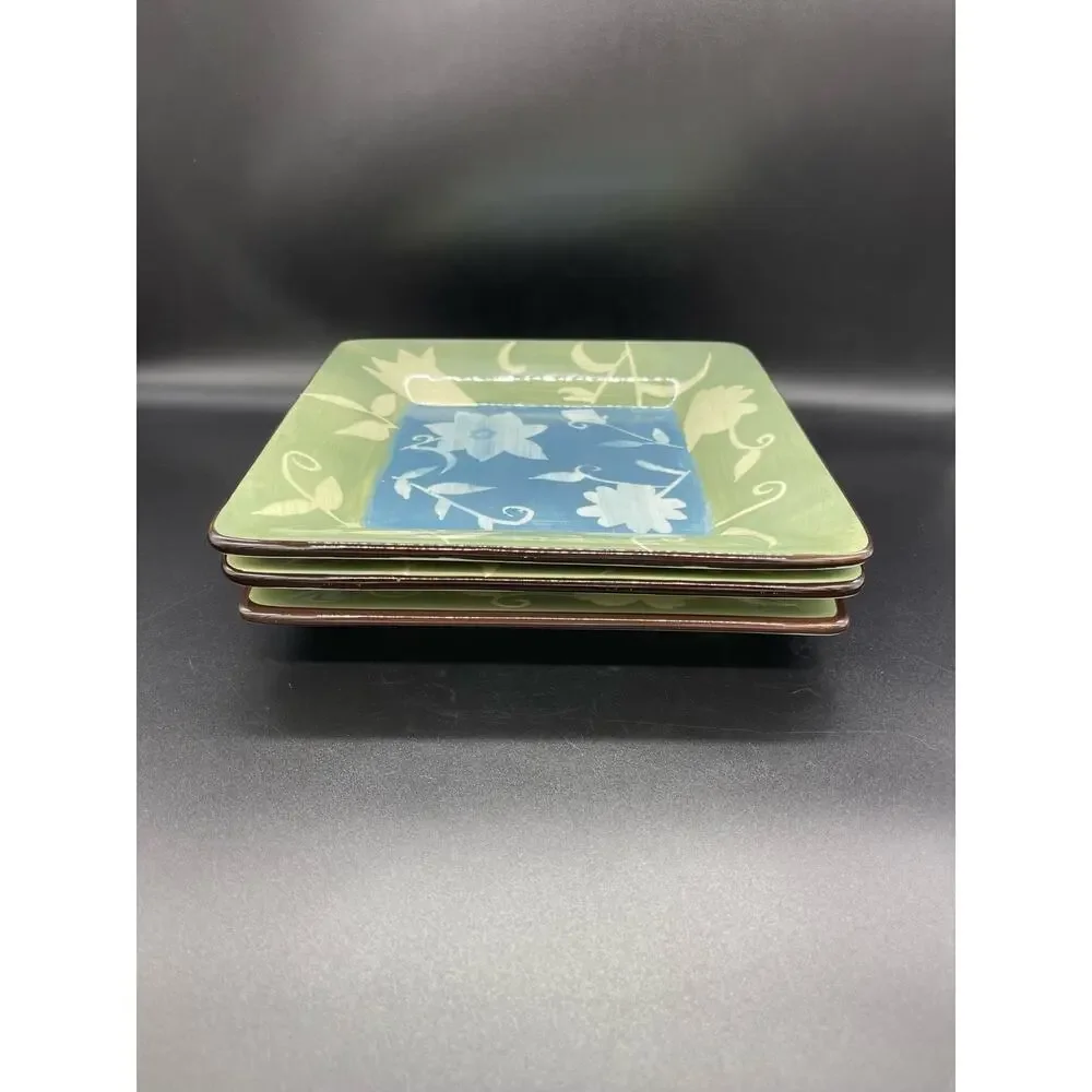 Pfaltzgraff Patio Garden Set of 3 Square Luncheon Plates 9.5”